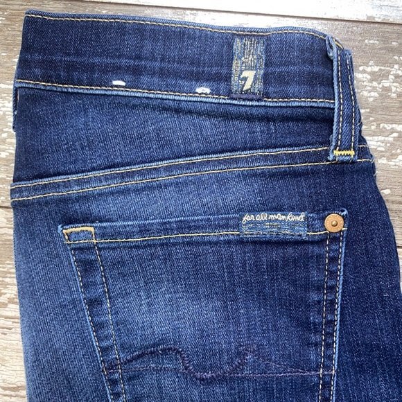 7 For All Mankind Josefina Boyfriend Skinny Bootcut Mid Rise Dark Wash Sz 25 - Picture 6 of 7